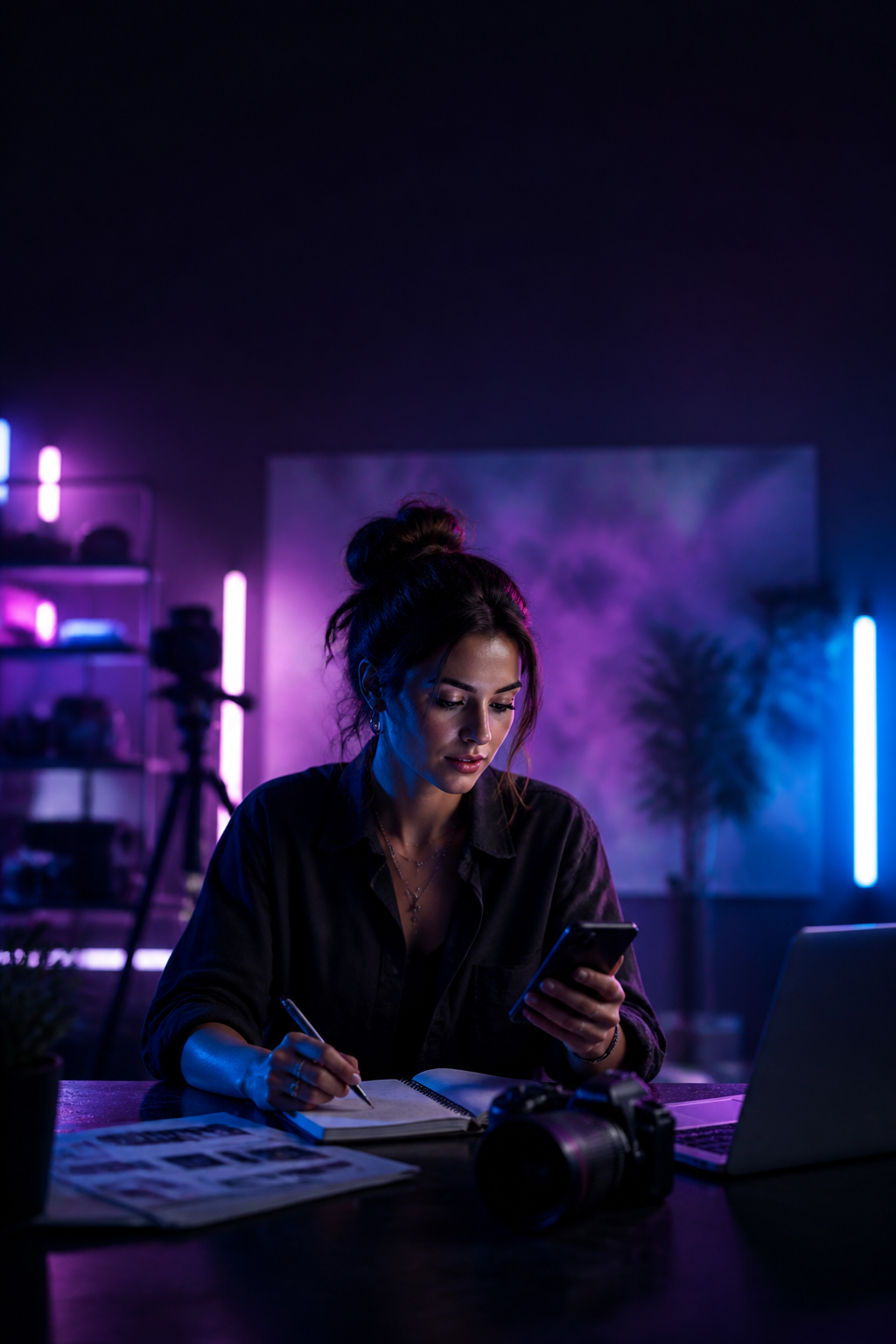 Professionista al lavoro su contenuti e comunicazione digitale
